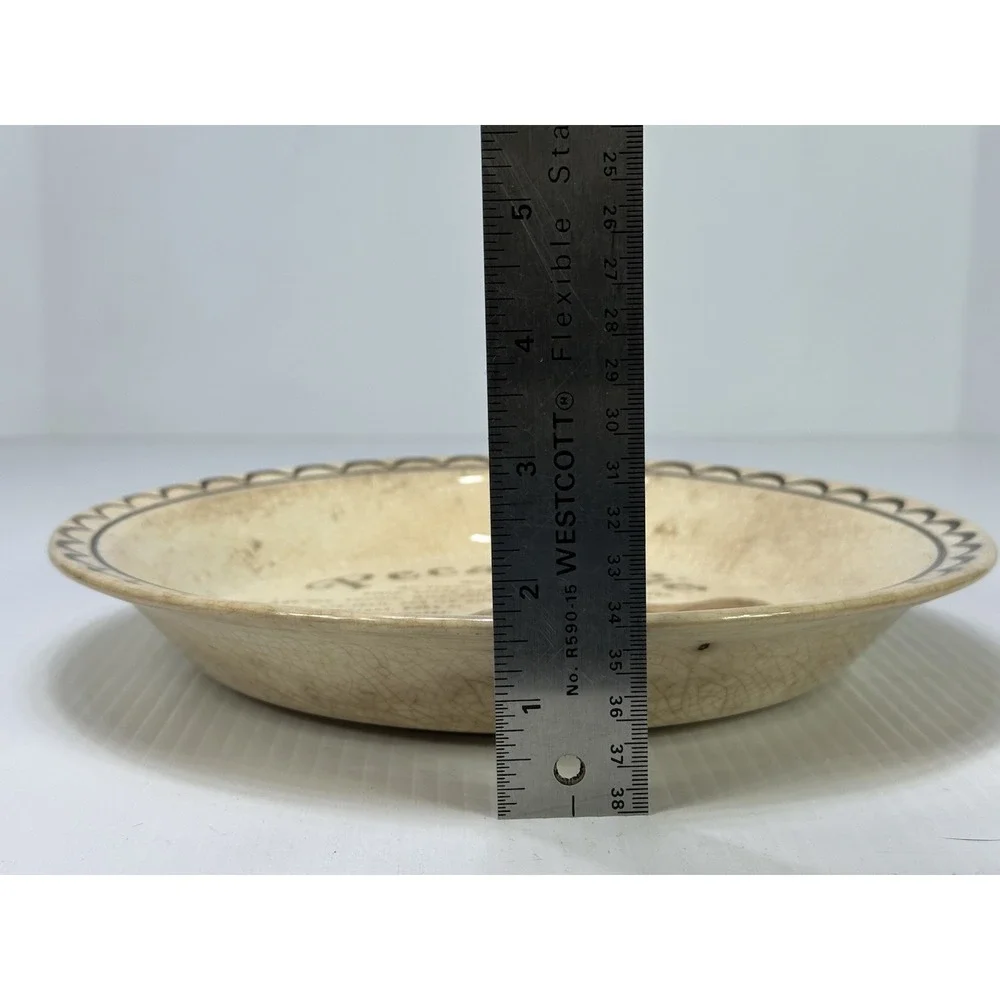 Vintage Ceramic Pecan Pie Dish Plate Recipe Brown White Grandmacore Cottagecore